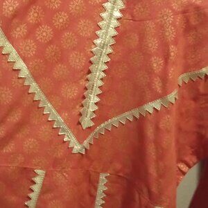 Phulwari Rust Orange Kurti with Golden Gota Detailing – Size Medium